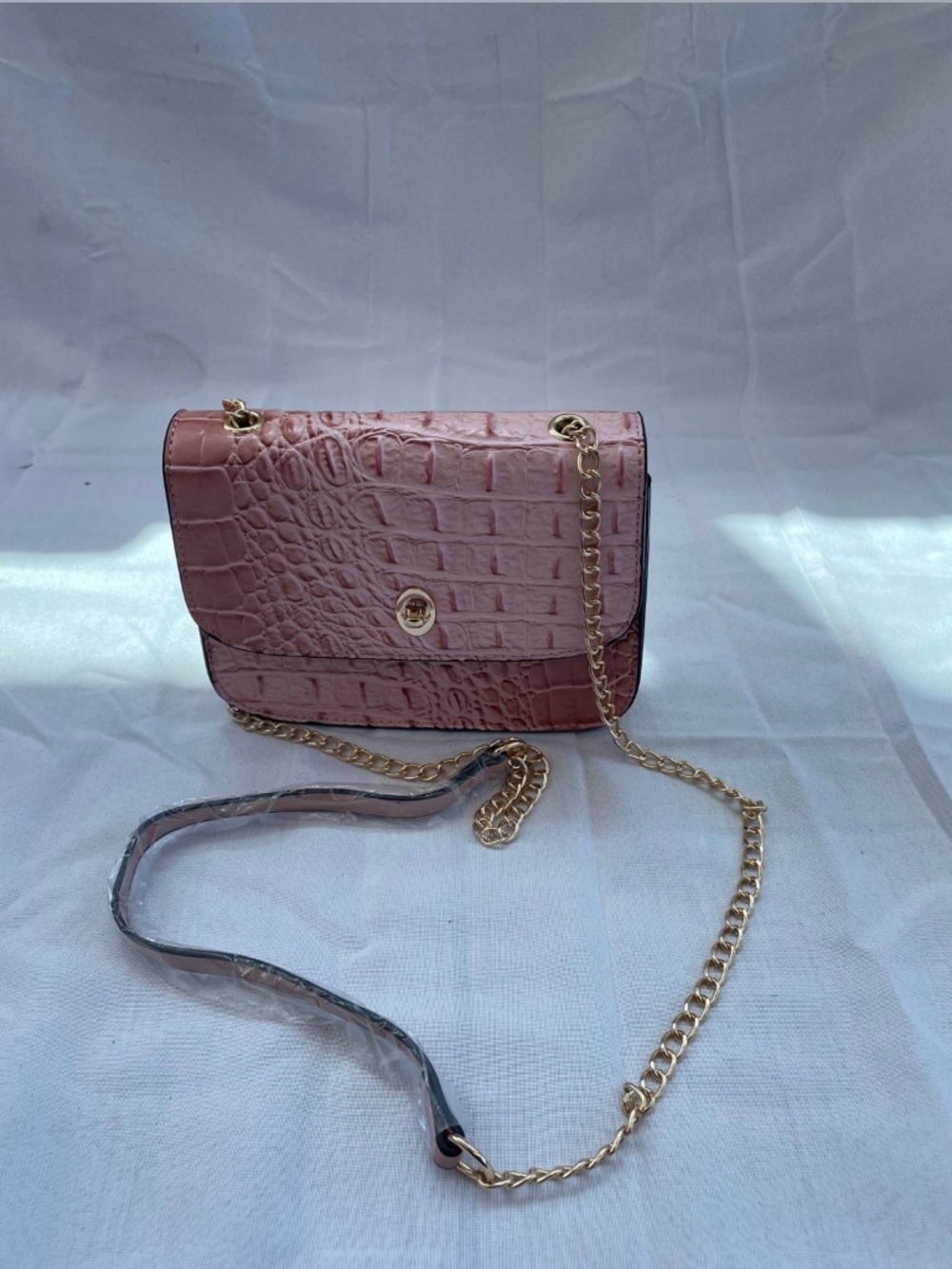 Pink Crocodile Crossbody